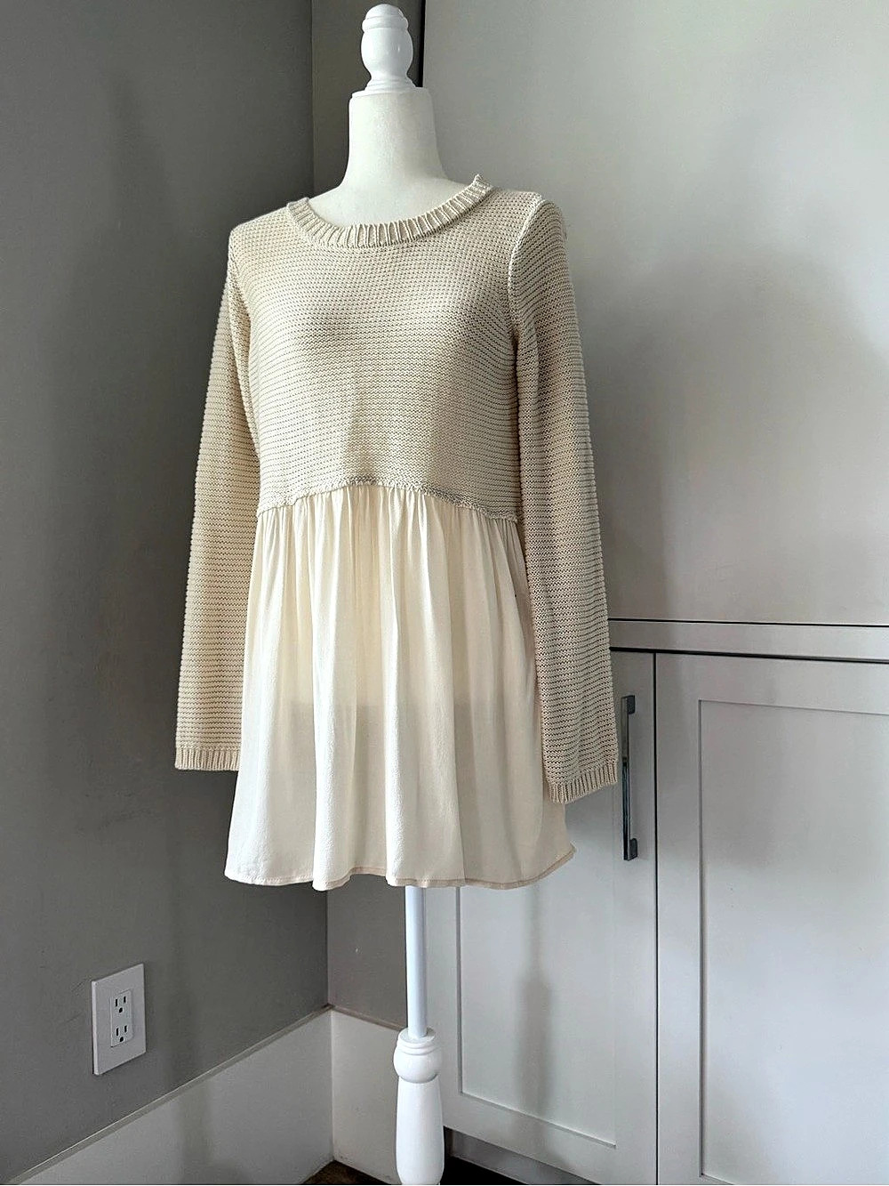 Delano State Knit Mini Dress Cream Size Medium Like New